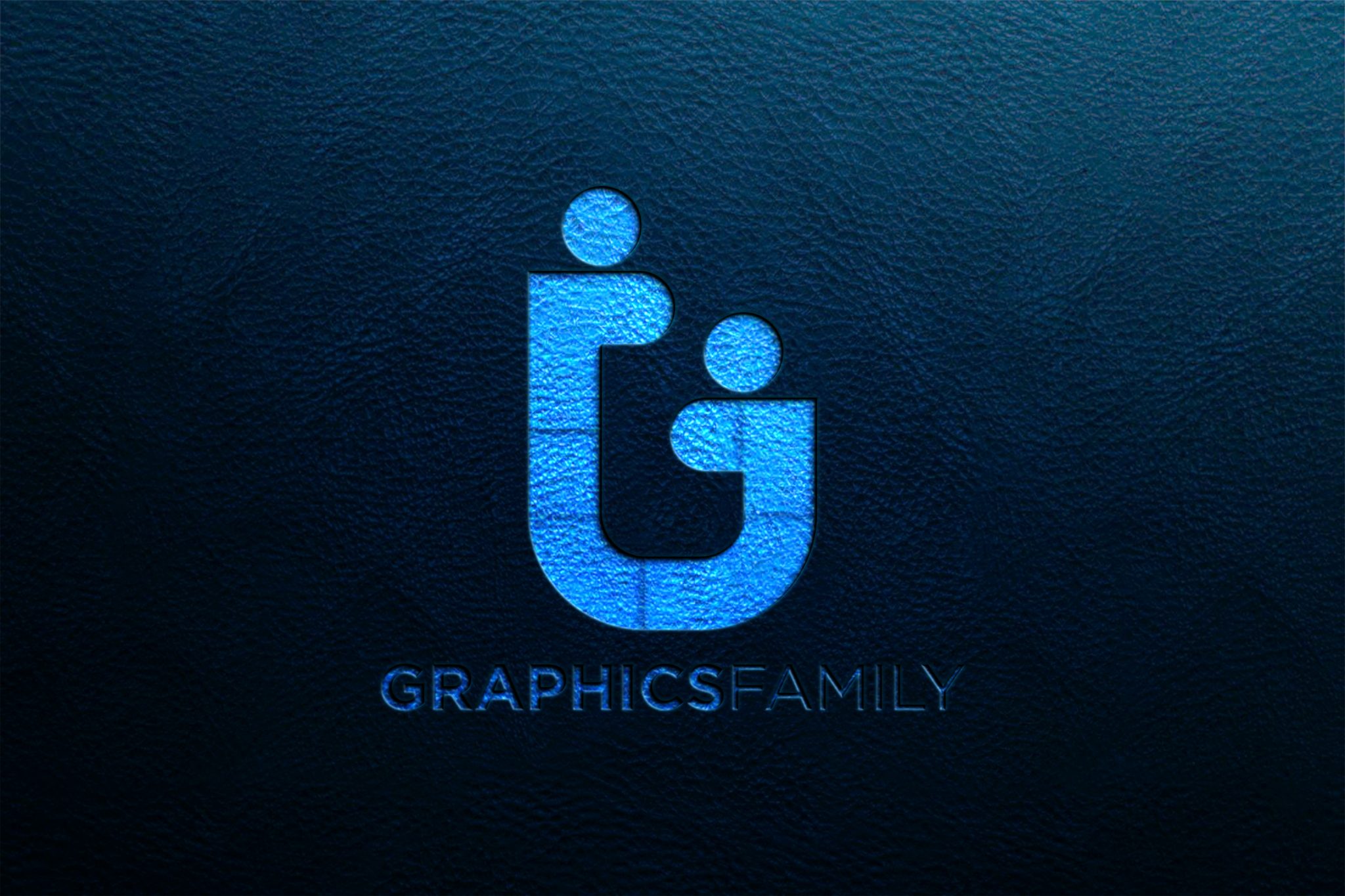 Embossed Stamping Logo Mockup on Dark Blue Leather Background