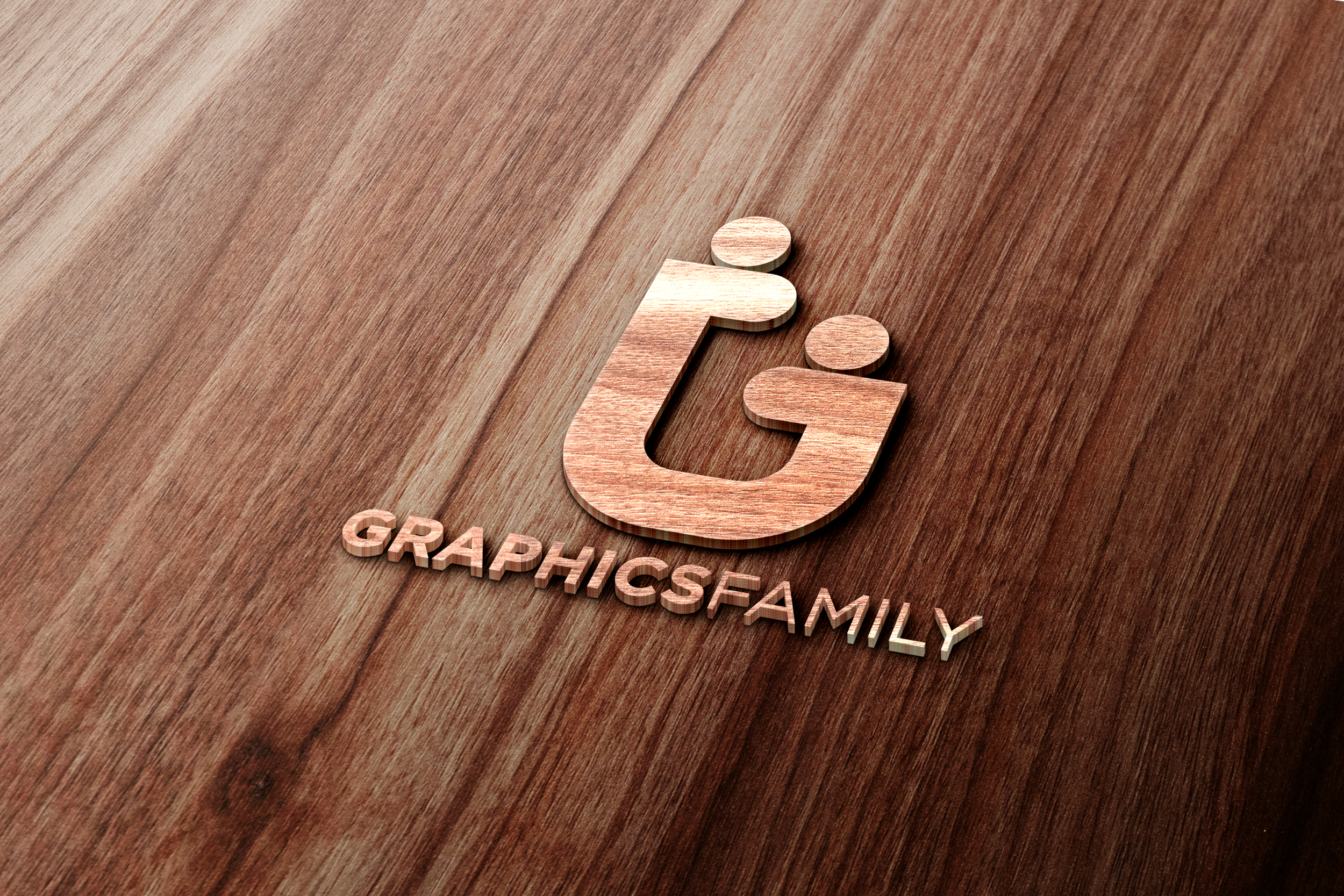 Realistic 3D Wood Logo Mockup