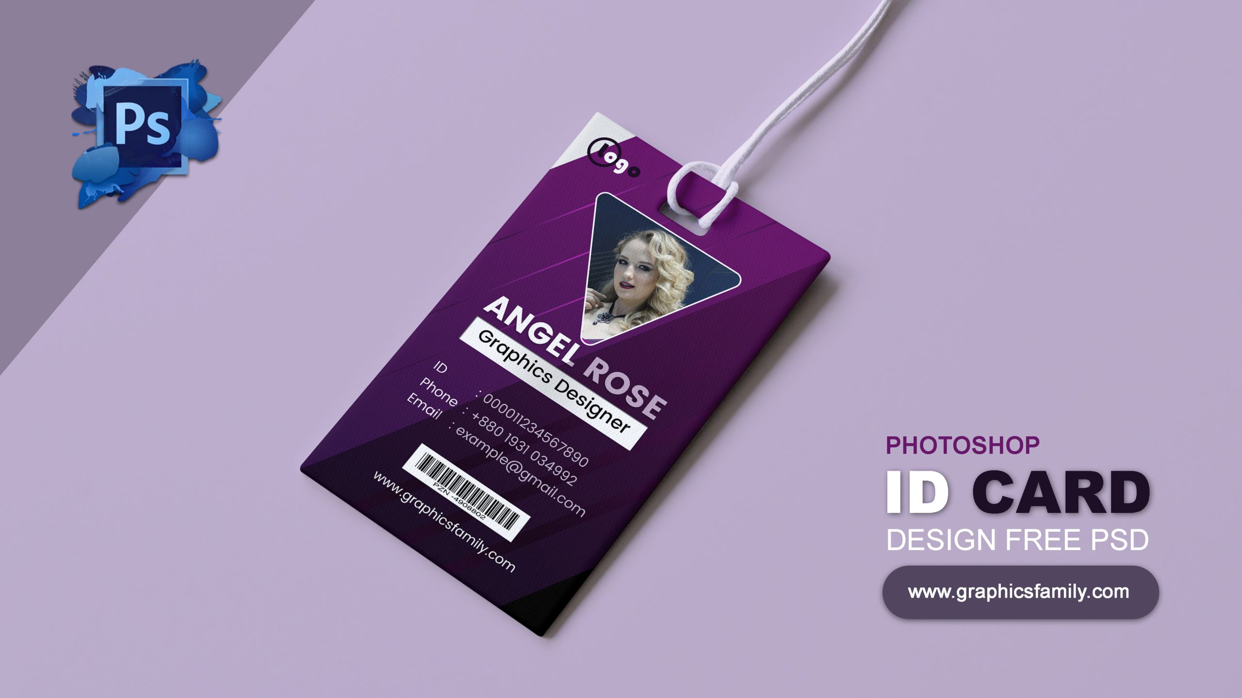 Free Modern Id Card Design with Purple Color