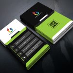 Free Vertical Visiting Card Design with Green, Black and White