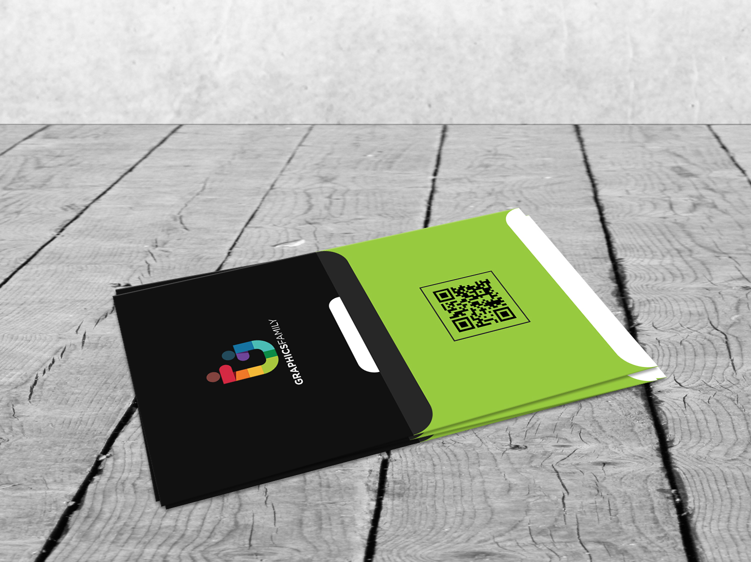 Free Visiting Card Design with Green , Black and White Download