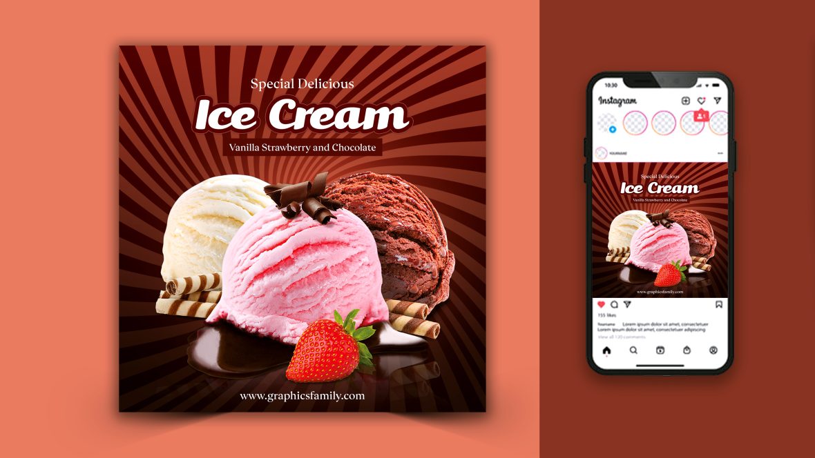 Ice Cream Social Media Post Design
