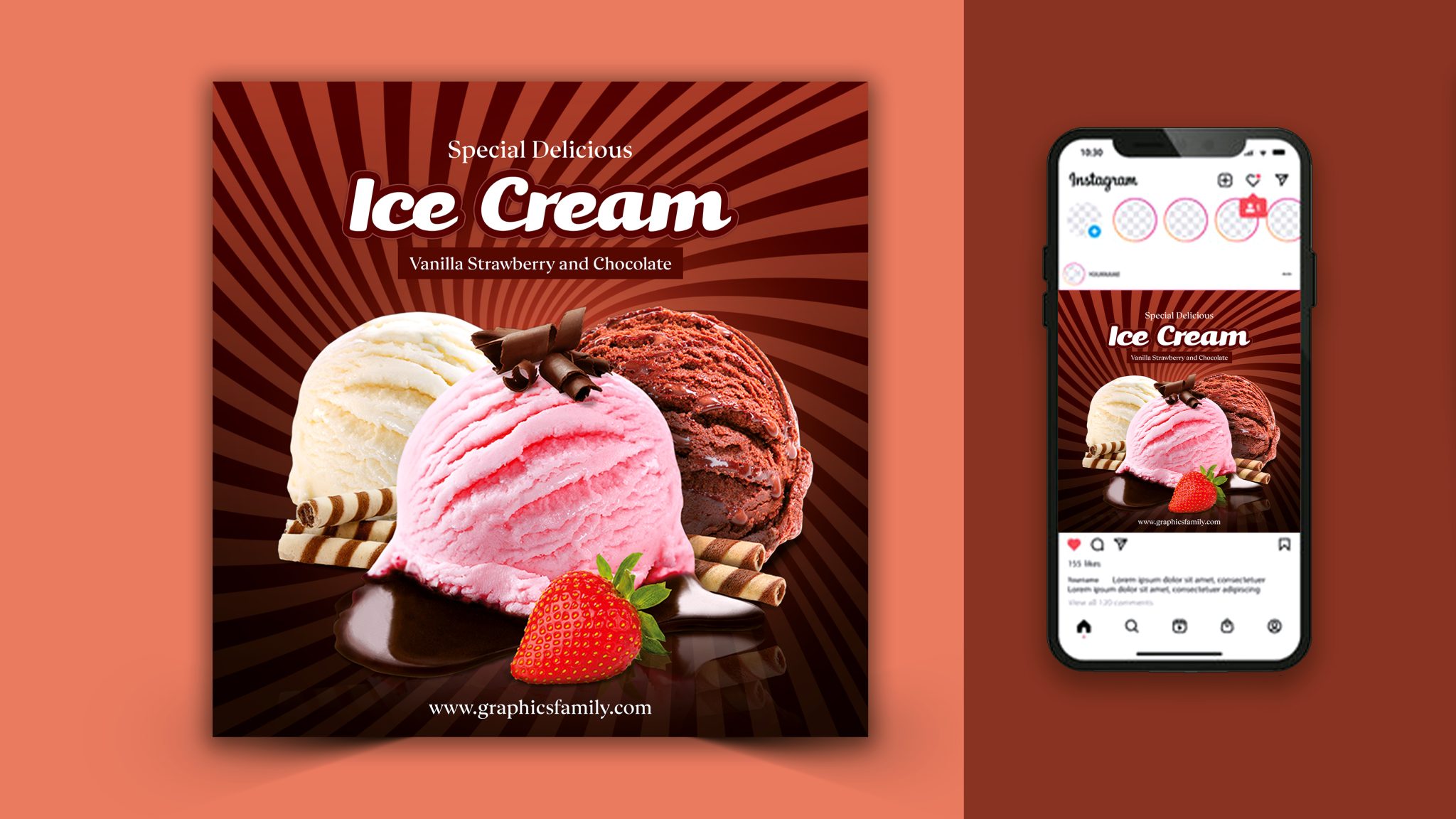 Ice Cream Social Media Post Design – GraphicsFamily