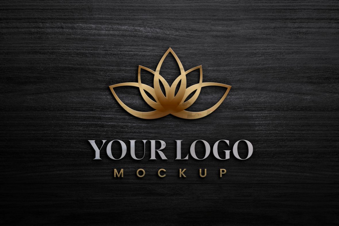 Logo Mockup On Black Wooden Background