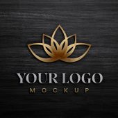 Logo Mockup On Black Wooden Background