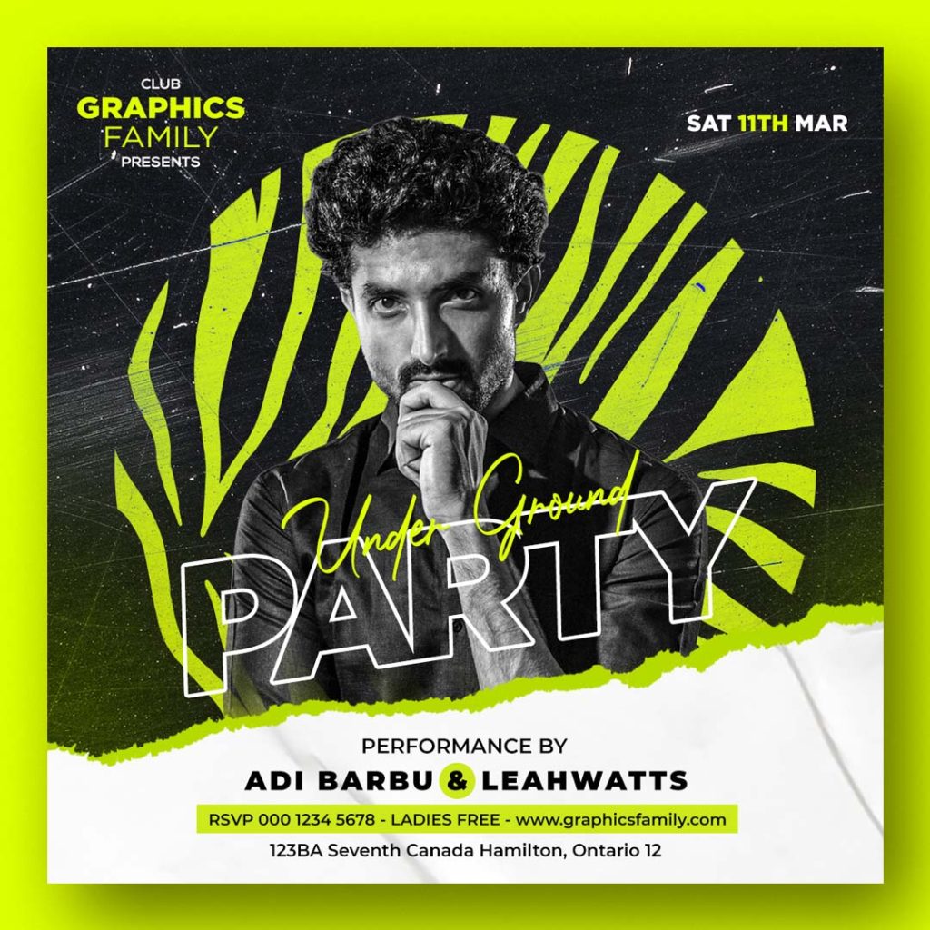 Night Club Party Dj Social Media Post Template – GraphicsFamily