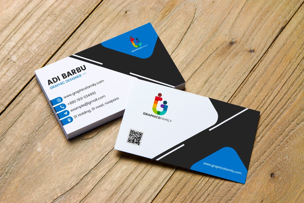 White, Black and Blue Business Card Template – GraphicsFamily