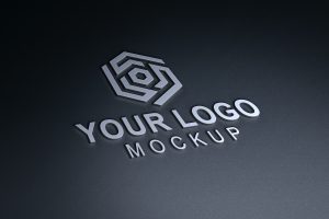 3D Metallic Logo Mockup On Dark Surface Background – GraphicsFamily