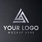 3D metallic Logo mockup on Black Wall Surface