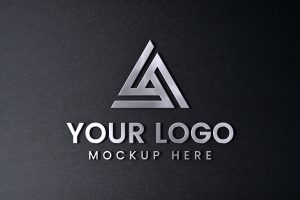 3d Metallic Logo Mockup On Black Wall Surface – Graphicsfamily