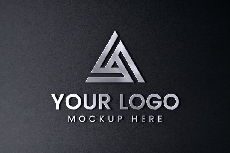 3D metallic Logo mockup on Black Wall Surface – GraphicsFamily