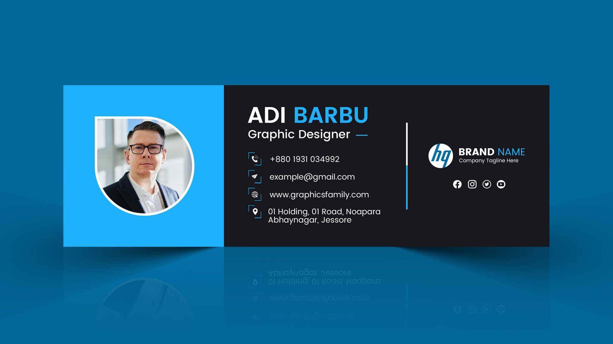 Blue and Black Email Signature Design – GraphicsFamily