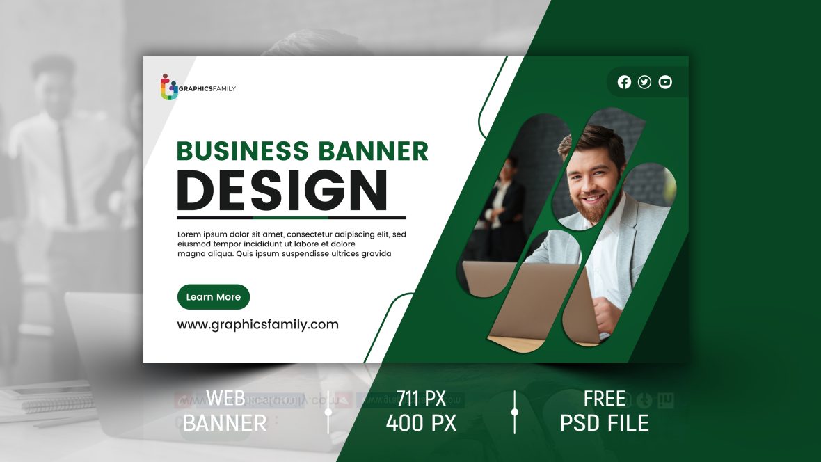 Business Website Banner Design with White and Green