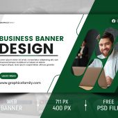 Business Website Banner Design with White and Green