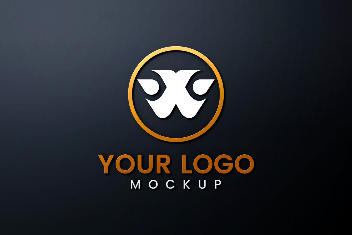 Elegant minimalist Logo Mockup on Dark Background