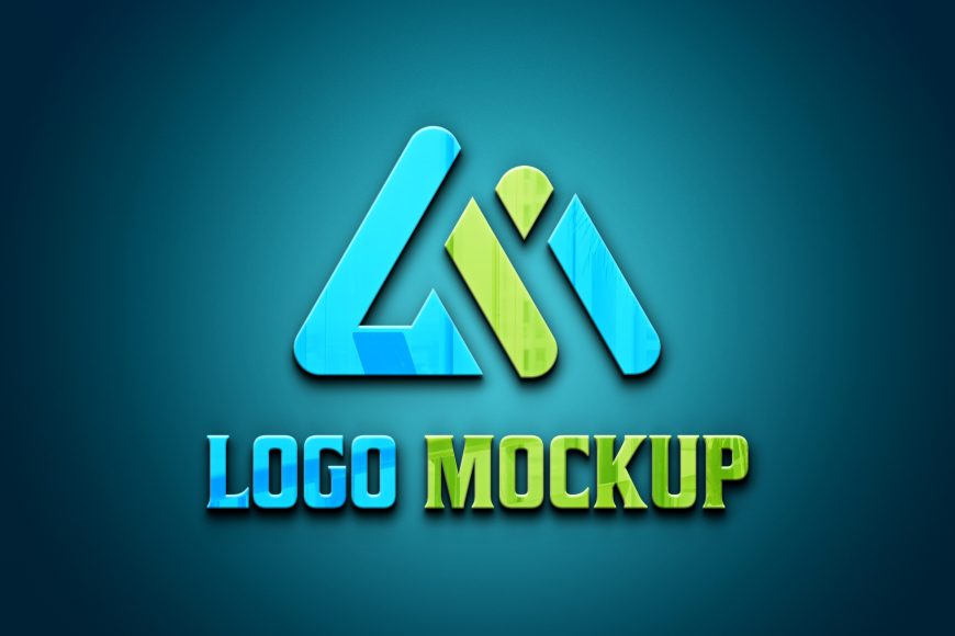 Glass Effects 3D Logo Mockup on Blue Surface
