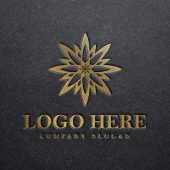 Golden art logo mockup on black paper