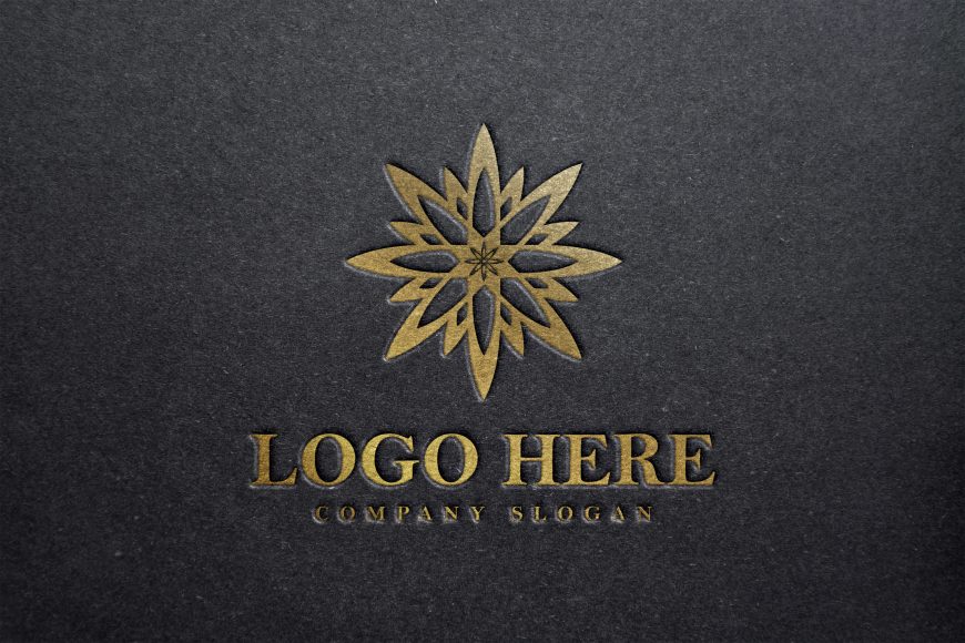 Golden art logo mockup on black paper