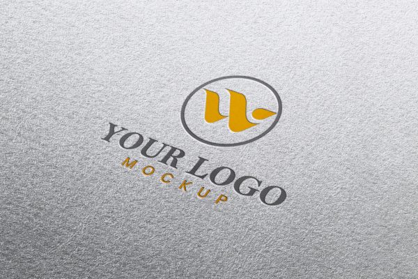 Stamped logo mockup on white paper – GraphicsFamily