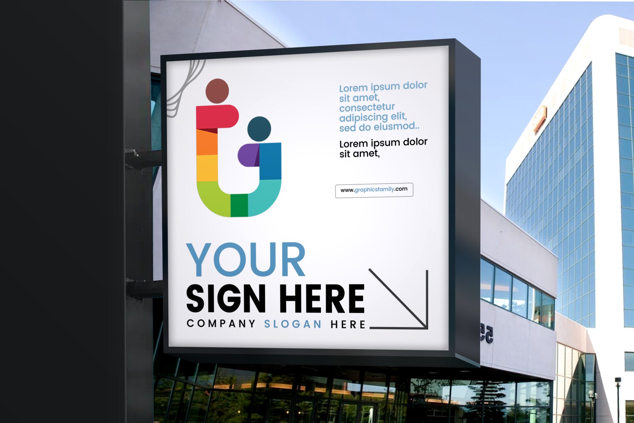 Square Sign Mockup Template – GraphicsFamily