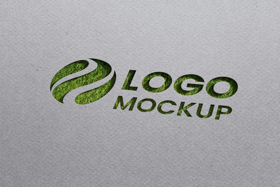 Free Realistic Paper Cut Logo Mockup