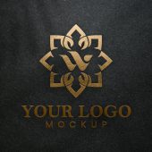 Luxury Embossed Logo Mockup on Black Paper Texture