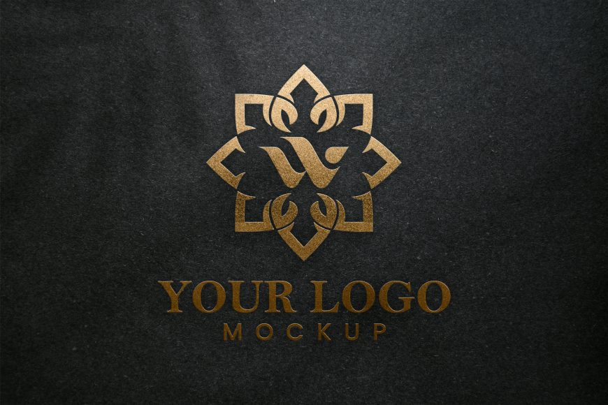 Luxury Embossed Logo Mockup on Black Paper Texture