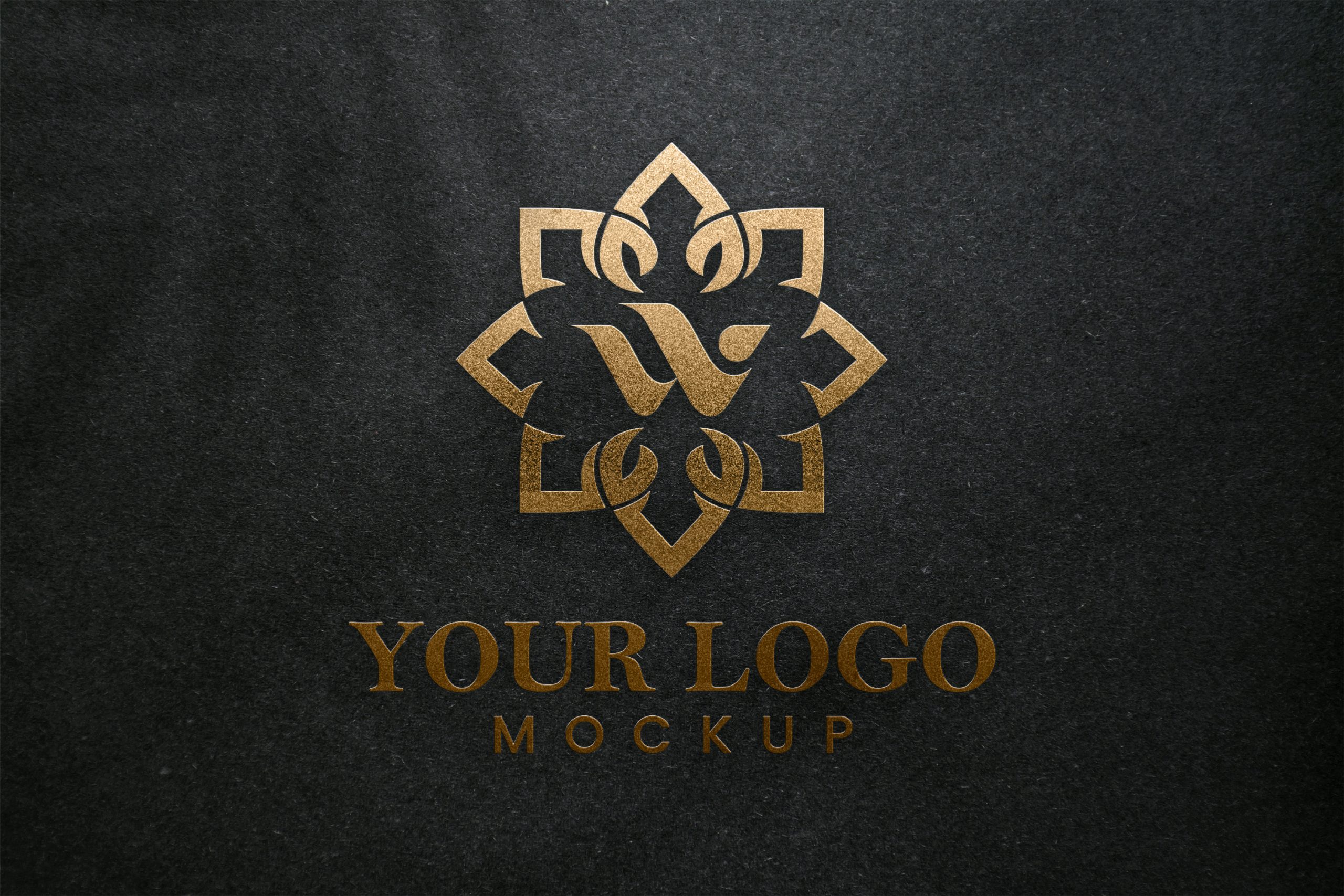 Luxury Embossed Logo Mockup on Black Paper Texture – GraphicsFamily