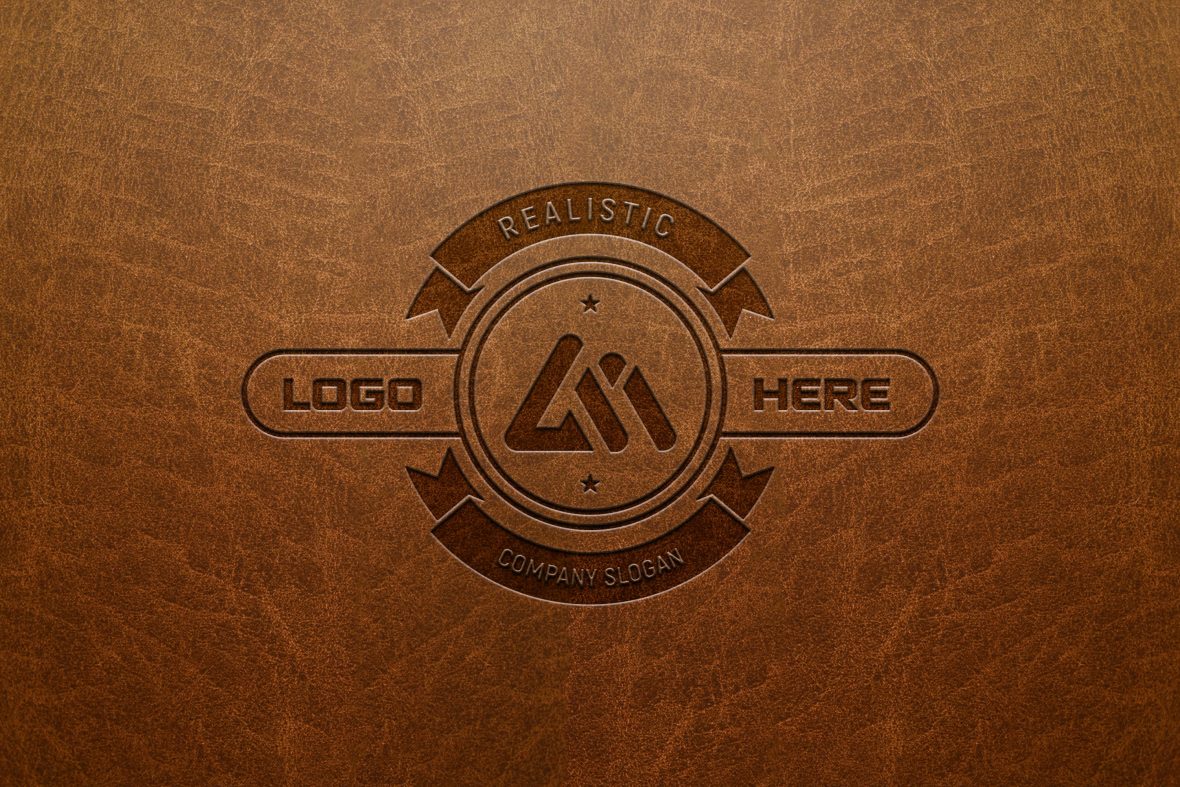 Photorealistic Logo Mockup on Leather Background