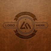 Photorealistic Logo Mockup on Leather Background