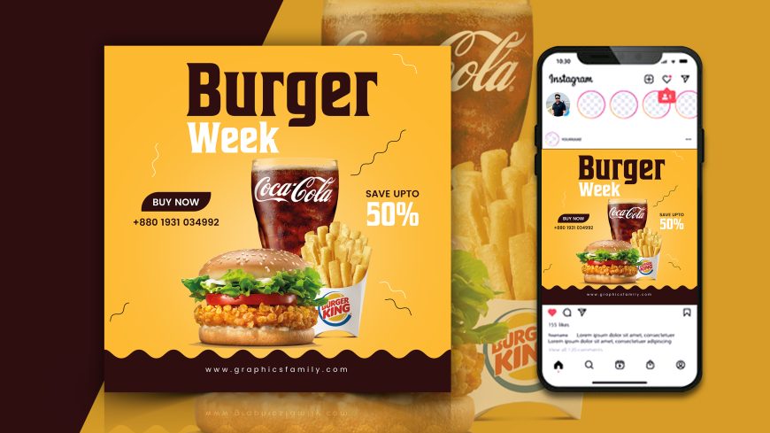 Burger&Coke Instagram Post Design