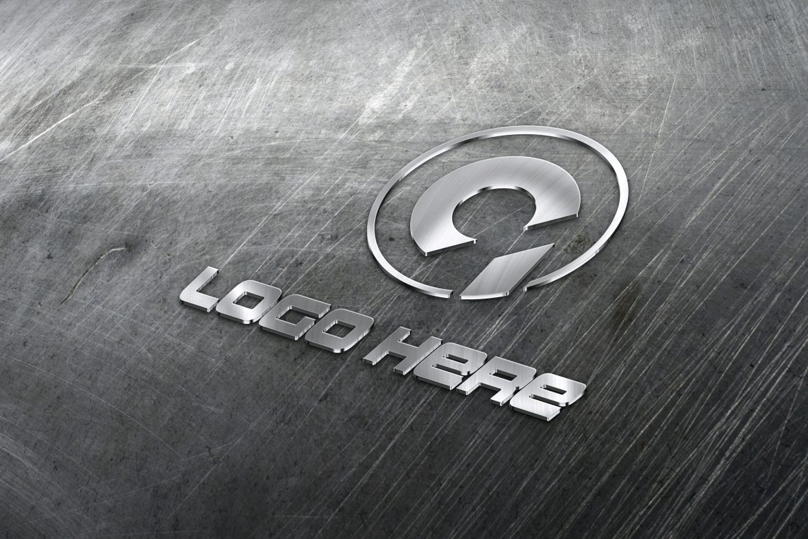 Free 3D Realistic Steel Logo Mockup by GraphicsFamily