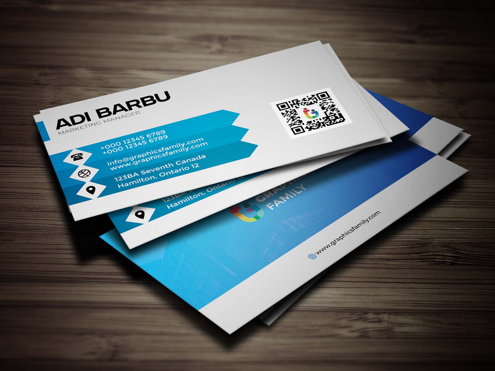 Blue modern business card professional template