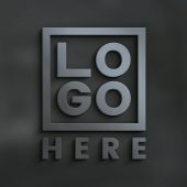 Photorealistic 3D logo mockup on dark background