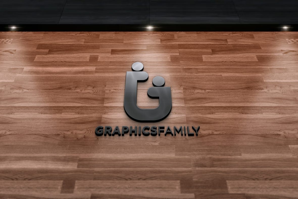 Photorealistic 3D logo mockup On Wooden Wall – GraphicsFamily