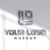 Steel texture 3d logo mockup on modern wall