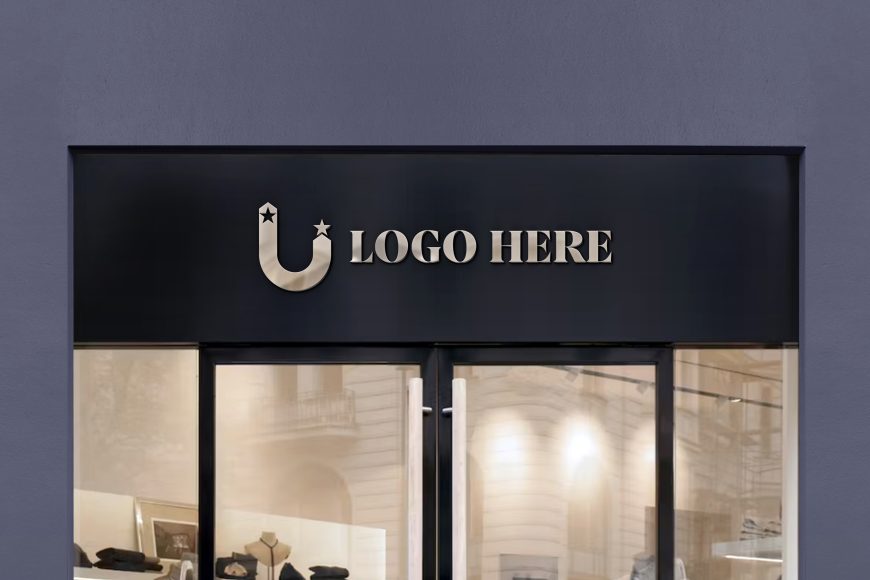 3d Logo Storefront Sign Mockup by GraphicsFamily