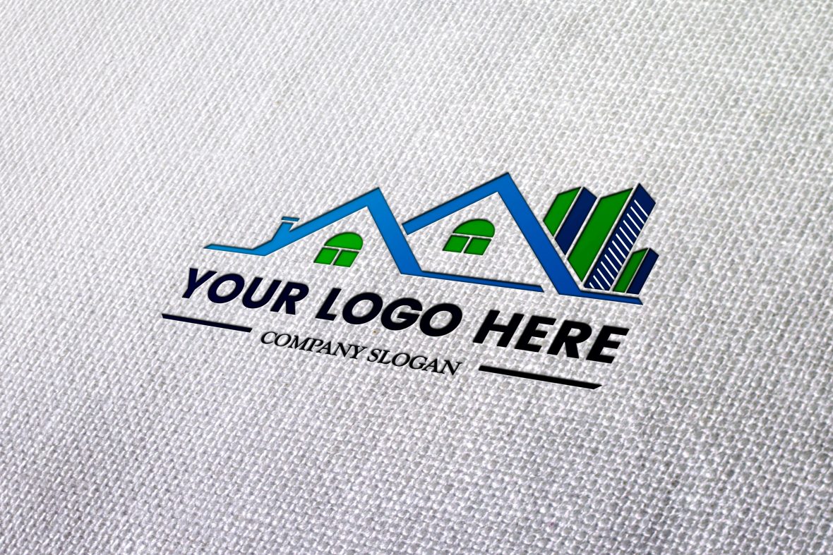 Debossed logo mockup on white fabric texture by GraphicsFamily