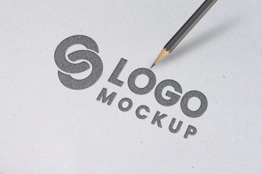 Free pencil sketch logo mockup