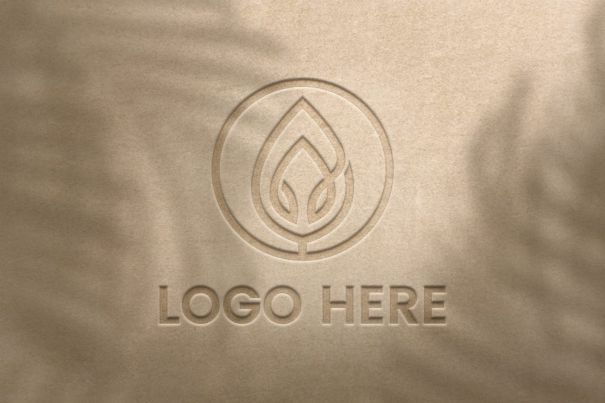 Engraved 3D Logo Mockup on Light Gray Cotton Background