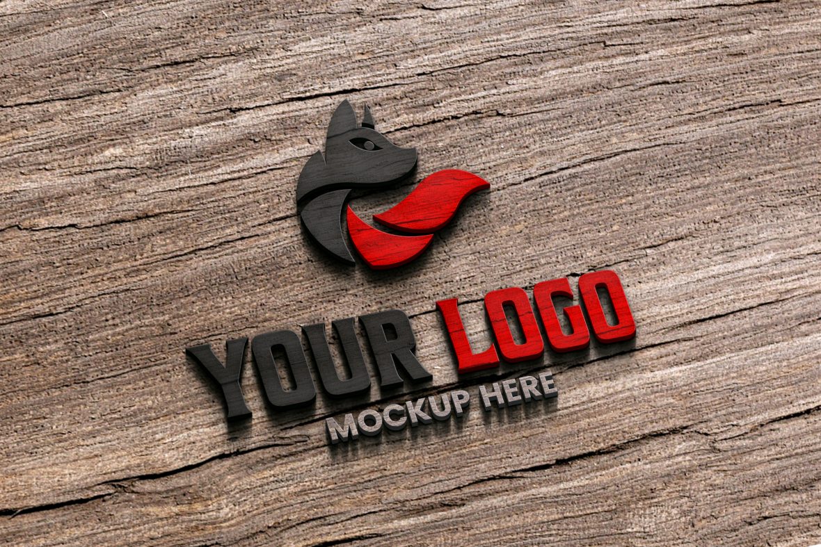 Free 3D Wooden Logo Mockup