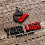 Free 3D Wooden Logo Mockup