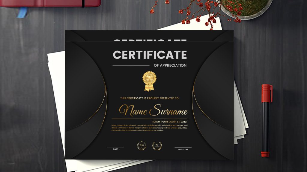 Gold and Black Certificate Design Template GraphicsFamily