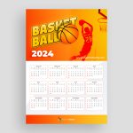 2024 Basketball sport wall vertical calendar