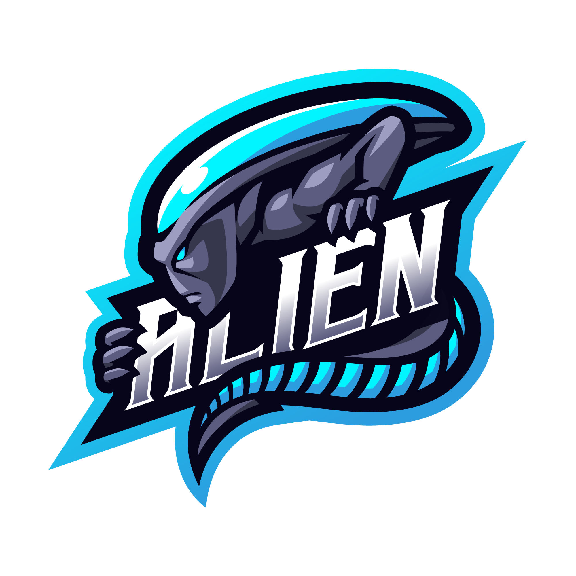 Alien Head Mascot, Esport Game Logo Vector Template