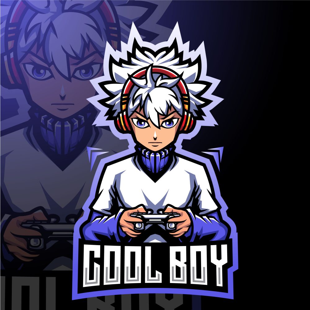 Gamer boy mascot esport logo design Royalty Free Vector