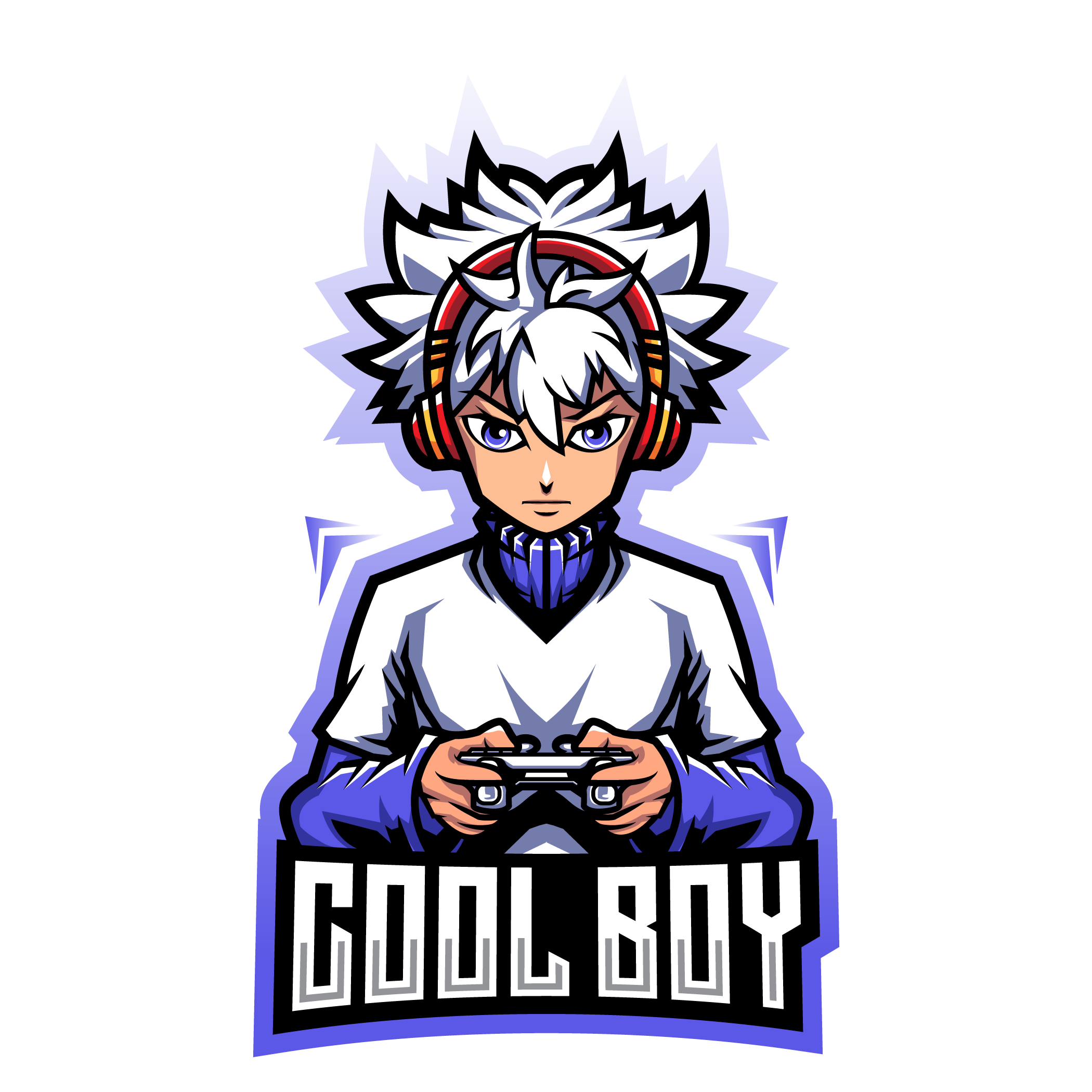 Boy Gaming Logo Template, Mascot, Esport
