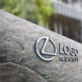 Company Outdoor Signage 3D Steel Logo Mockup