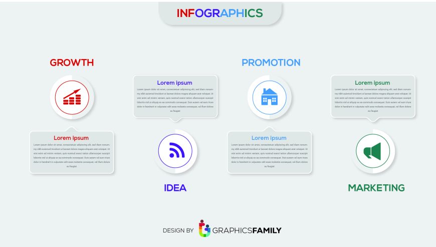 Four steps infographics with main option business vector image