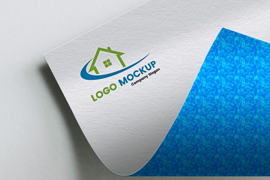 Free Blue Paper Logo Mockup